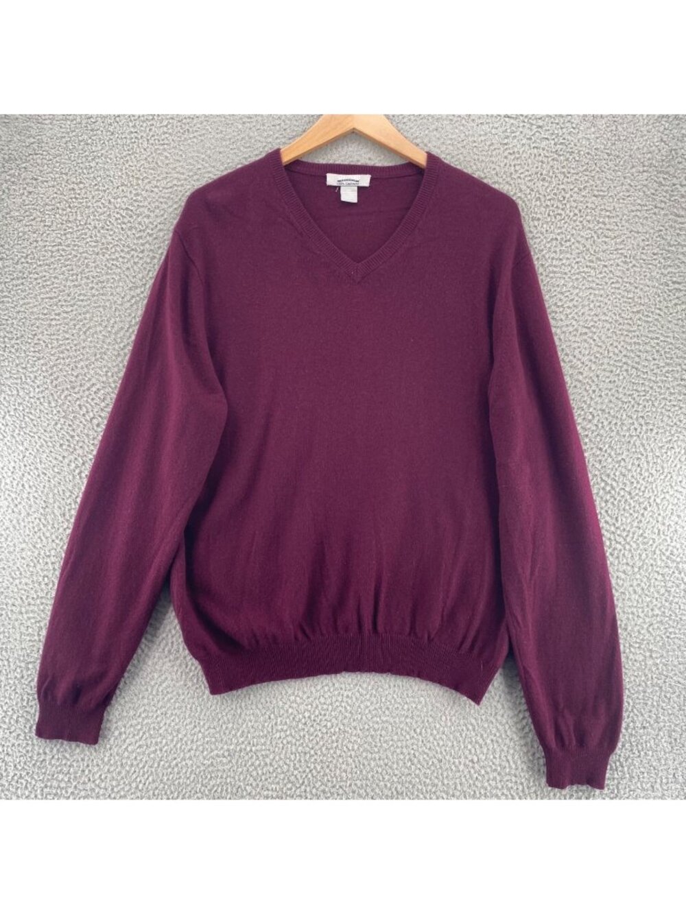 Stafford Sweater Mens Large Executive Wine Red Cashmere V Neck Balloon Sleeves